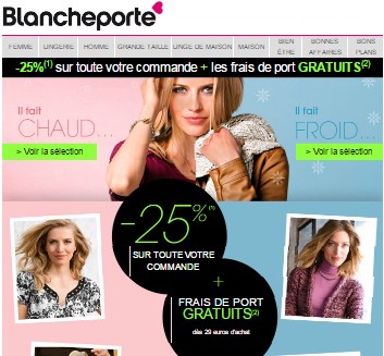 Blanche porte code promo frais port offert