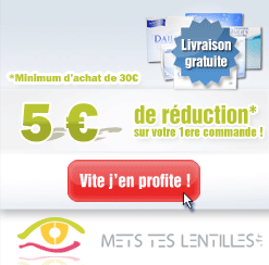 5 euros et livraison gratuite de vos lentilles