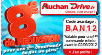 8 euros de réduction pour 50 euros acheter dans un Auchan Drive