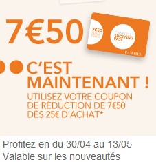 7,50 euros maintenant sur Camaïeu 