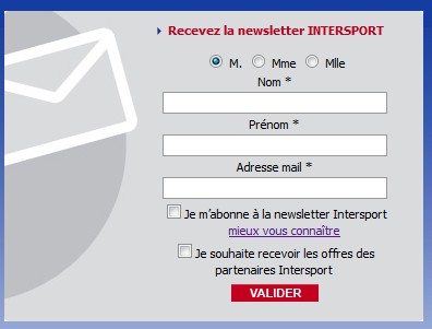 newletter Intersport Bon Reduction 5 euros