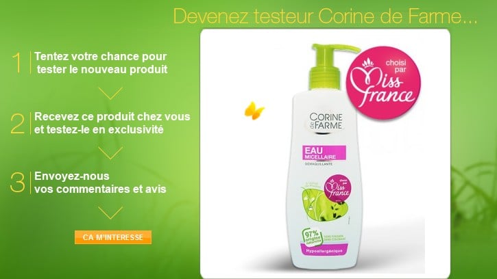 Produits Corinne de Farme gratuits a tester