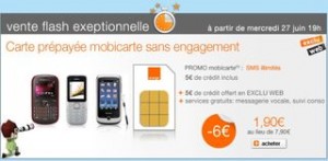 VENTE FLASH Carte SIM prepayee orange 1,90 euro