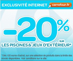 reduction 20 pourcents piscine carrefour