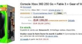 La Console Xbox 360 250 Go + Fable 3 + Gear of War 2 + Halo Reach a moins de 200 euros