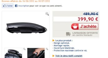 Le coffre de toit Thule Motion 200 Noir vendu 100 euro moins cher
