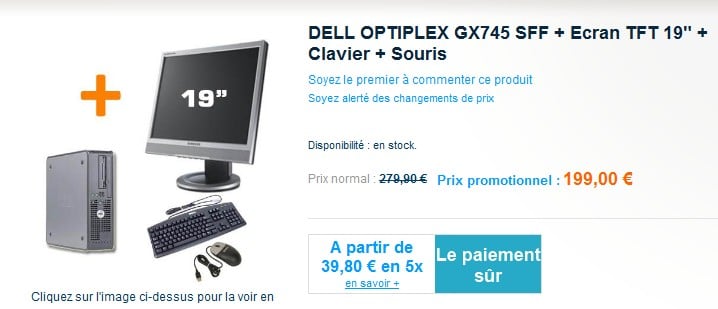 Vente Flash ! Ordinateur Reconditionné DELL + Ecran 19’’+ Windows XP Pro + Clavier + Souris à moins de 200 euros