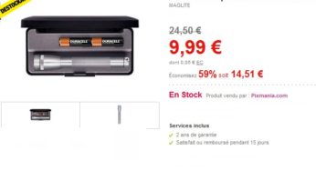 Lampe-torche Mini + piles R6 MAGLITE à seulement 9,99 euros au lieu de 24 euros (plus de 50% de réduction) Déstockage
