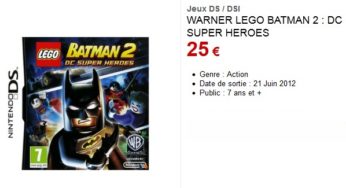 Mini Prix ! Jeu vidéo Lego Batman 2 Ds et Dsi à seulement 25 euros (frais de port inclus)