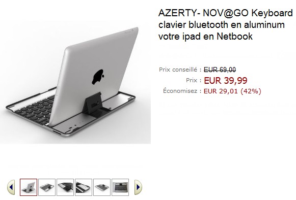 Promo! Clavier AZERTY Bluetooth en aluminium pour iPad 2/3 à seulement 39,99 euros au lieu de 69 euros
