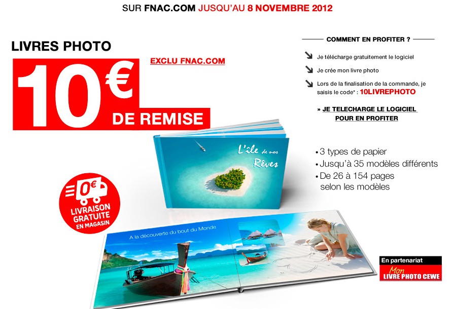 CODE PROMO ! 10 euros de réduction sur les livres photo (La FNAC)