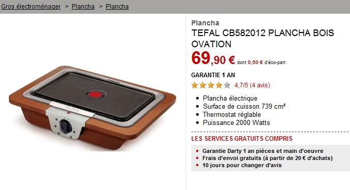 LE PLUS BAS PRIX: Plancha Tefal Bois/Métal à moins de 70 euros (livraison gratuite) – entre 85 et 120 normalement
