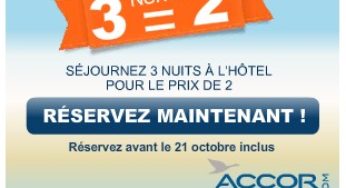 PROMO ! 3 nuits pour le prix de 2 dans un hôtel Ibis, Novotel, Sofitel, All Seasons, Ibis Budget, Etap Hôtel ou Formule 1