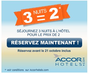 PROMO ! 3 nuits pour le prix de 2 dans un hôtel Ibis, Novotel, Sofitel, All Seasons, Ibis Budget, Etap Hôtel ou Formule 1