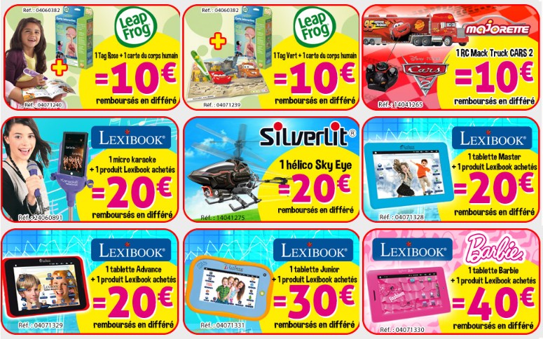 BON PLAN ! offres de remboursement Lexibook, Vtech, LeapFrog, Majorette, Meccano, Goliath… exclusives Jouet Club