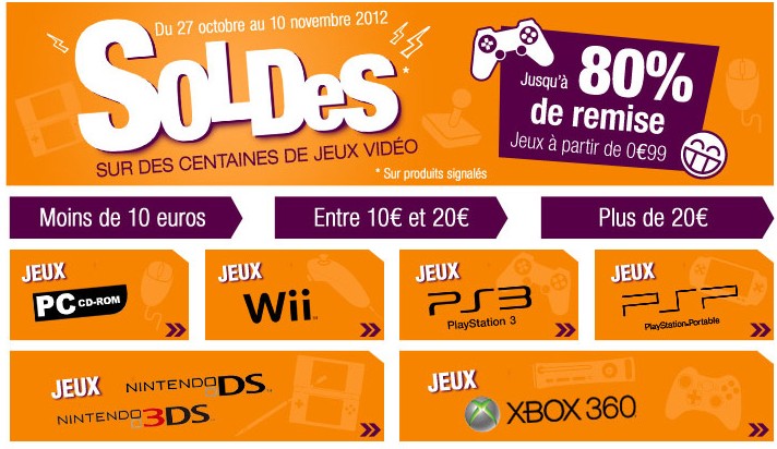 SOLDES jeux Wii, Xbox, PS3, PS2, DS, 3DS et PC jusqu'à moins 80%