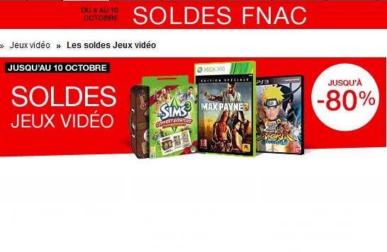 SOLDES JUSQU’A MOINS 80% SUR LES JEUX VIDEOS FNAC ! Jusqu’au 10 octobre