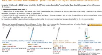 15% de réduction immédiate sur l’achat d’un stylet iPad/tablette Wacom