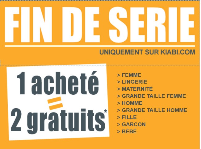 BON PLAN KIABI ! 1 article acheté = 2 gratuits / AUJOURD’HUI SEULEMENT