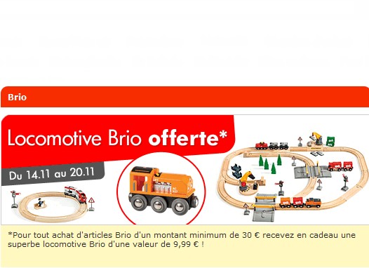 BON PLAN ! Une locomotive Brio gratuite (valeur 9,99 euros) pour 30 euros d’achat de jouets en bois BRIO