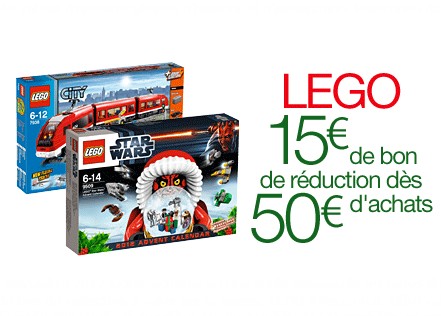 Offre spéciale Lego, 50 euros d’achat = 15 euros en bon d’achat Amazon