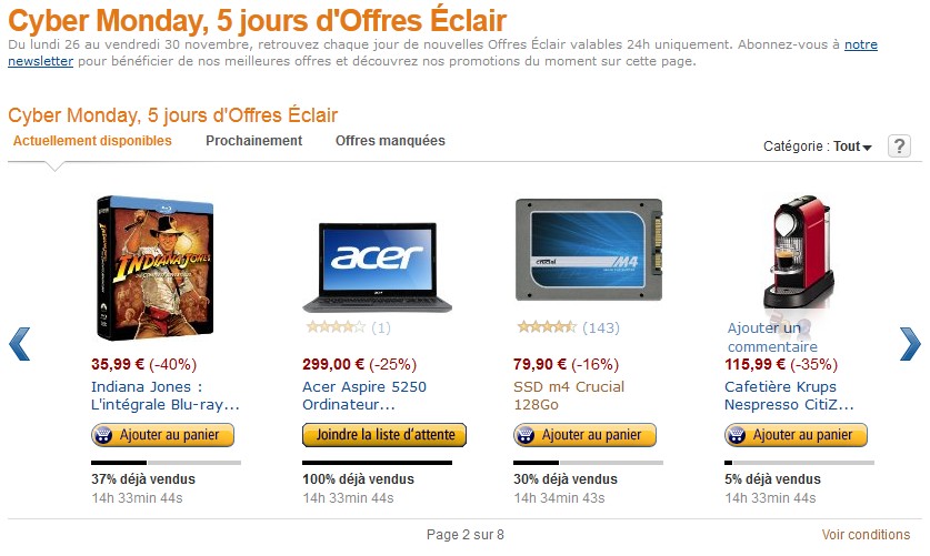 Supers Ventes Flash chez Amazon ! Cyber Monday (high-tech, jeu vidéo, jouets, vêtements, info….)