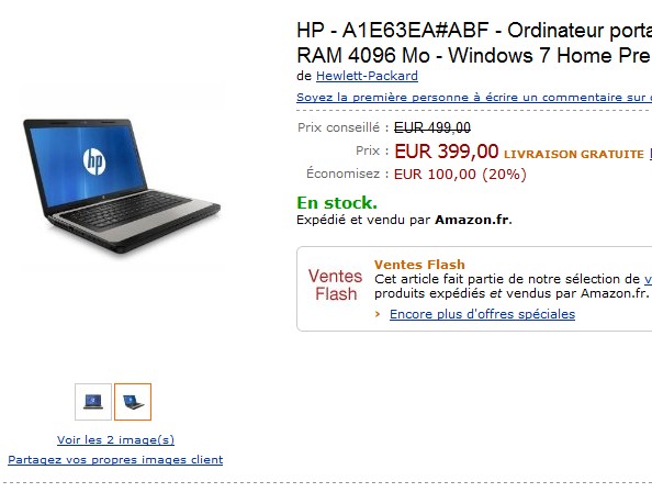 Vente Flash ! Ordinateur portable HP (15,6″, Intel Core i3, 500 Go, Windows 7 Home Premium) à seulement 399 euros (PORT INCLUS) au lieu de 499 euros