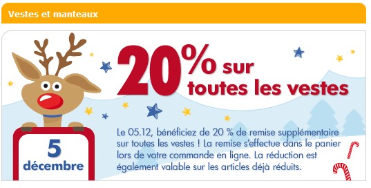 20% de réduction sur toutes les vestes enfants (Hello Kitty, Lego Ninjago , Esprit, Adidas, Mexx…) – Uniquement aujourd’hui