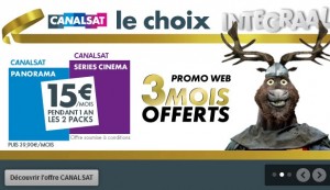 CanalSat pack Panorama et Series Cinema a 15 euros par mois au lieu de 39 euros plus 3 mois gratuits avec le code 3NCS