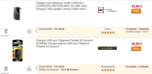 Chargeur USB Portable Duracell 1800 mAh le moins cher du net