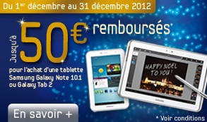 Samsung vous rembourse 50euros pour achat tablette Samsung Galaxy Tab 2.