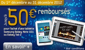 Samsung vous rembourse 50euros pour achat tablette Samsung Galaxy Tab 2.