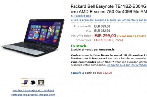 Aujourd’hui seulement ! 299 euros seulement l’ordinateur portable Packard Bell Easynote TE11BZ-E304G75 15,6" 