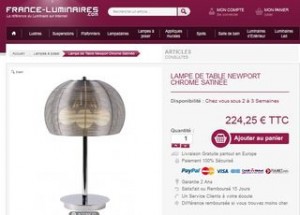 lampe de table Newport chez France Luminaire