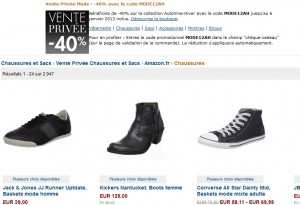 Moins 40% sur les chaussures chez Amazon (code promo)