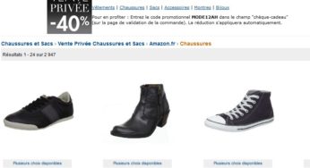 Moins 40% sur les chaussures chez Amazon (code promo)