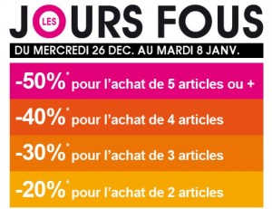 PROMO KIABI ! 5 articles achetés = 50% de réduction immédiate (-40% pour 4 articles, -30% pour 3 articles, -20% pour 2 articles) 