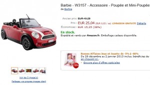 PROMO Mini Cooper de Ken Barbie à seulement 25,04 euros (port inclus) au lieu de plus de 40 euros