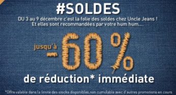 SOLDES Jusqu’à moins 60% chez UncleJeans ! 7 jours seulement !