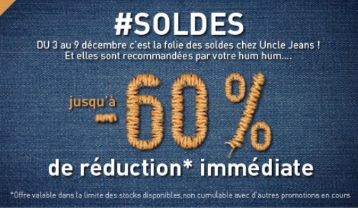 SOLDES Jusqu’à moins 60% chez UncleJeans ! 7 jours seulement !