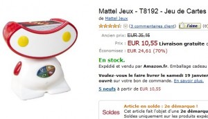 10 euros Uno Roboto de Mattel (entre 25 et 49 euros ailleurs) Deuxieme demarque