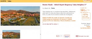 Vente Flash - Hotel Hyatt Regency Taba Heights