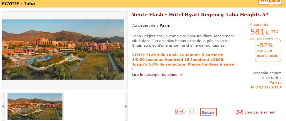 Vente Flash ! 8 jours/7 nuits tout compris dans Hôtel Hyatt 5 Etoiles en Egypte pour 581 euros au lieu de 1349 euros (-57%)