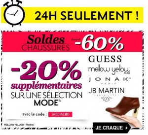 Aujourd’hui seulement ! Moins 20% supplémentaires sur les soldes chez Sarenza