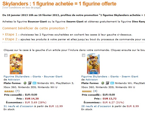 Bon plan : 1 figurine Skylanders achetée = 1 figurine gratuite