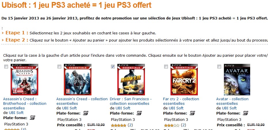 Bon plan : 1 jeu PS3 ou PSP acheté = 1 jeu gratuit