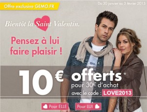 Code promo GEMO 10 euros  pour 30 euros d'achat jusqu’au 3 février