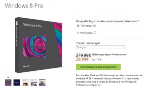 Derniers jours Windows 8 à 29,99 euros (téléchargement) au lieu de 279 euros