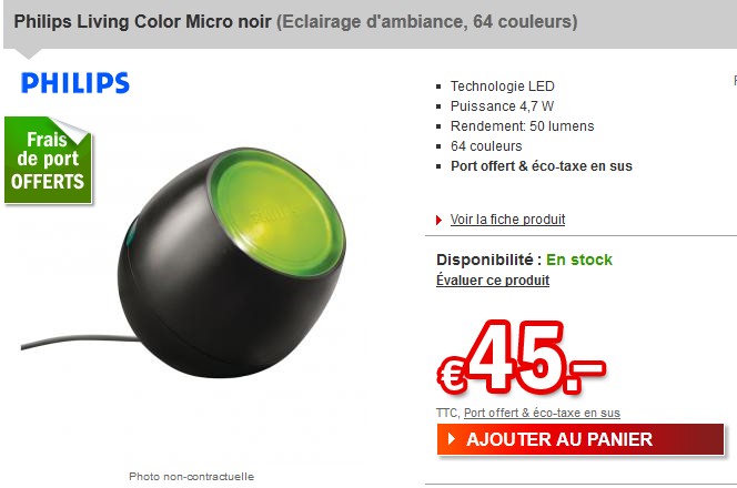 Le moins cher ! Philips Living Color Micro noir 64 couleurs à seulement 45 euros frais de port inclus (56 euros chez Amazon)