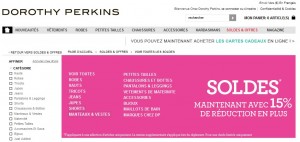 Moins 15% supplémentaires sur les Soldes Dorothy Perkins 
